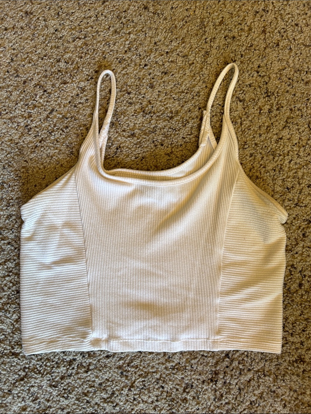 Urban Outfitters Cream Ribbed Cropped Tank